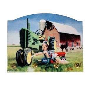 John Deere Key Hook Little Farmhands Barn Garage Shed Decor Dad Grandpa Signed